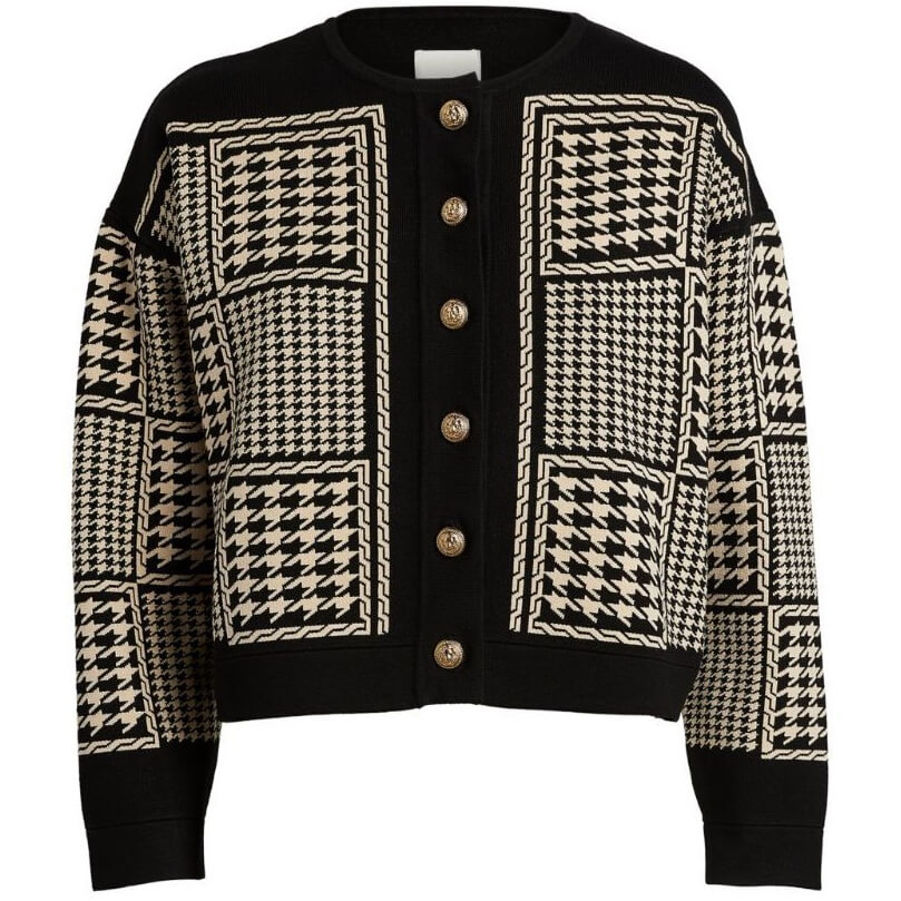 Sandro Jules Houndstooth Cropped Cardigan