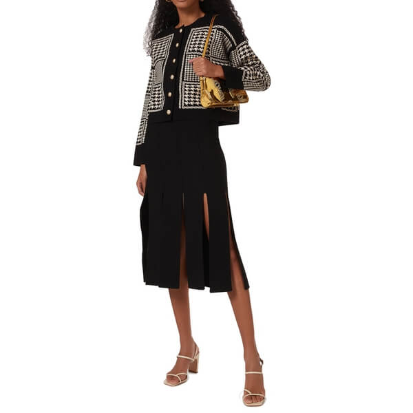 Sandro Jules Houndstooth Cropped Cardigan