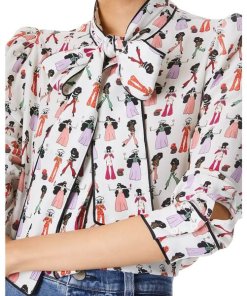 Alice + Olivia Jeannie Chef Stacey Tieneck Silk Blouse