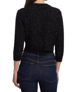 Alice + Olivia Akira Embellished Bow Textured Cardigan