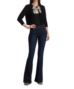 Alice + Olivia Akira Embellished Bow Textured Cardigan