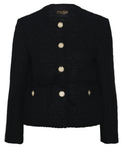 Maje Violette Tweed Patch-Pocket Jacket