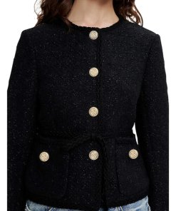 Maje Violette Tweed Patch-Pocket Jacket