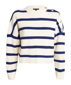 Maje Marin Breton Stripe Buttoned Sweater