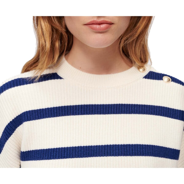 Maje Marin Breton Stripe Buttoned Sweater