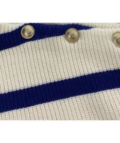 Maje Marin Breton Stripe Buttoned Sweater