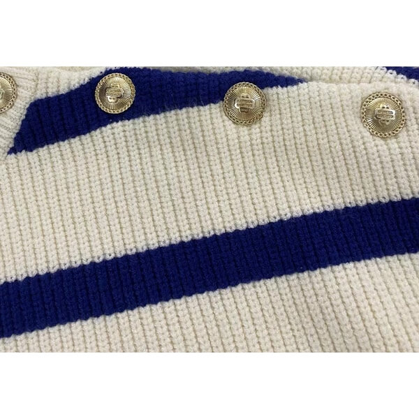 Maje Marin Breton Stripe Buttoned Sweater