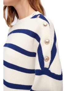 Maje Marin Breton Stripe Buttoned Sweater