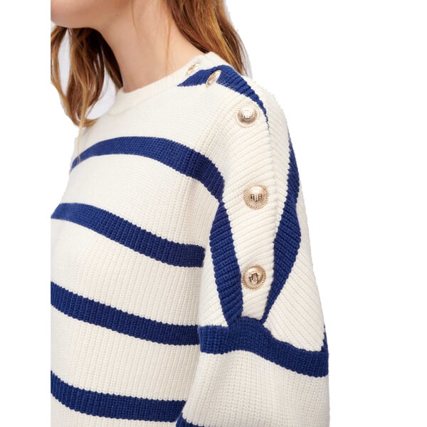Maje Marin Breton Stripe Buttoned Sweater