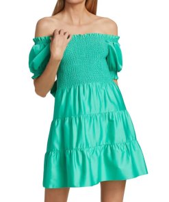 Alice + Olivia Elizabeth Off-the-Shoulder Bow-Back Mini Dress