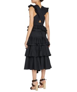 Ulla Johnson Aurore Tiered Ruffle Crisscross Dress