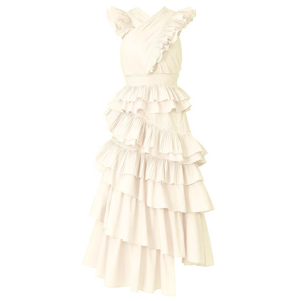 Ulla Johnson Aurore Tiered Ruffle Crisscross Dress evaChic Ulla Johnson Aurore Tiered Ruffle Crisscross Dress evaChic