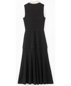 Sandro Precieuse Crochet-Collar Knitted Midi Dress