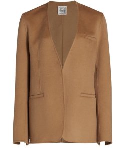 Toteme Collarless Double Wool Oversized Blazer