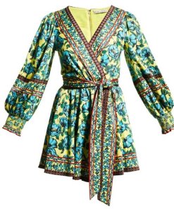 Alice + Olivia Simona Floral Wrap Mini Dress
