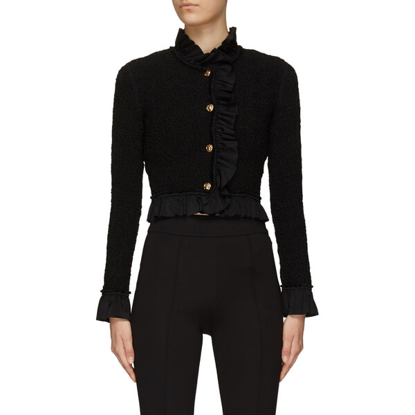 ALEXANDER WANG ブロックチェック シャドーロゴクロップドジャケット Alexander Wang all-over logo-print Jacket | Black | FARFETCH