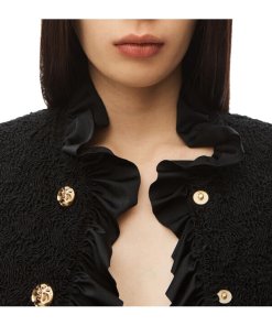 Alexander Wang Cropped Ruffled Smocked Jersey Jacket