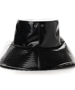 Dior Teddy-D Vinyl Large Brim Bucket Hat with Net Veil