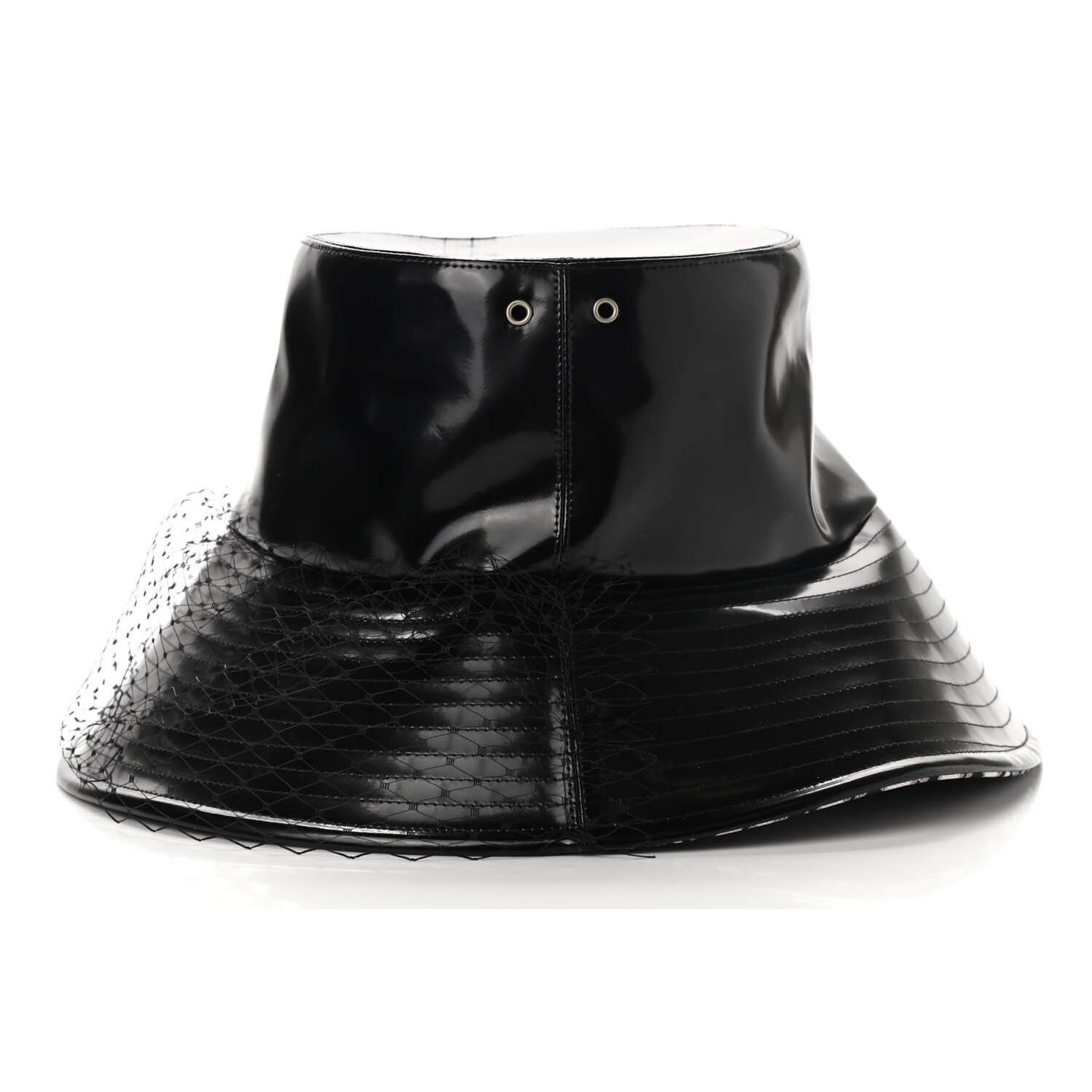 Dior Teddy-D バケットハット ブラック Dior Teddy-D Vinyl Large Brim Bucket Hat with Net Veil – evaChic