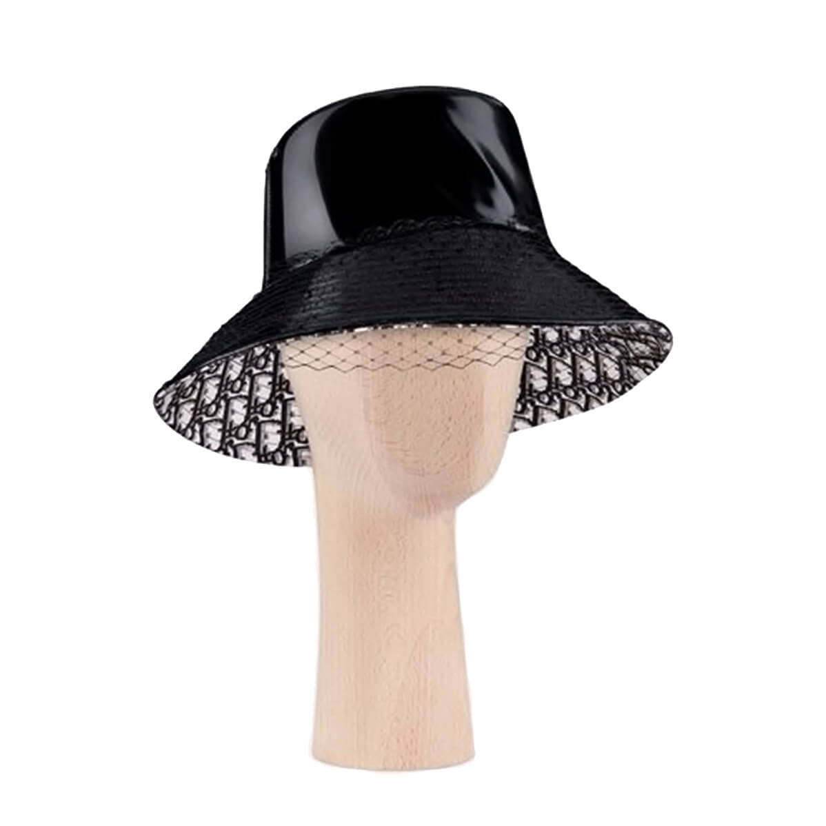 Dior Teddy-D Vinyl Large Brim Bucket Hat with Net Veil – evaChic