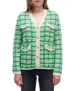 Maje Metalo Tweed V-Neck Knitted Jacket