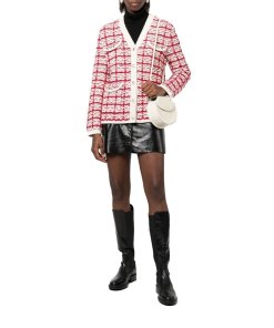 Maje Metalo Tweed V-Neck Knitted Jacket