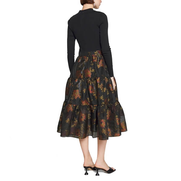 Ted Baker Audria Mixed Media Long-Sleeve Tiered Dress  evaChic