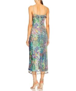 Alexis Aiya Botanical Sequin Midi Dress