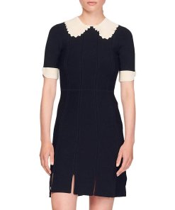 Sandro Caline Contrast Trim Knit Mini Dress