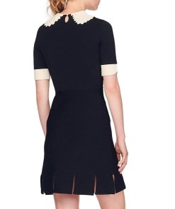 Sandro Caline Contrast Trim Knit Mini Dress