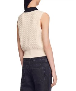 Sandro Suzy Cable Knit Wool-Blend Vest