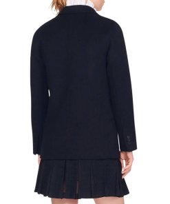 Sandro Navie Chest Patch Wool-Blend Double-Breasted Blazer