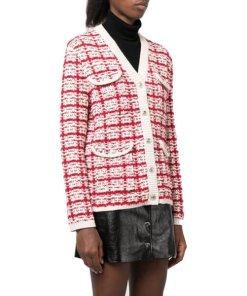 Maje Metalo Tweed V-Neck Knitted Jacket