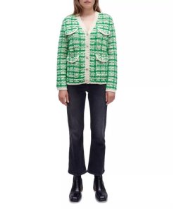 Maje Metalo Tweed V-Neck Knitted Jacket