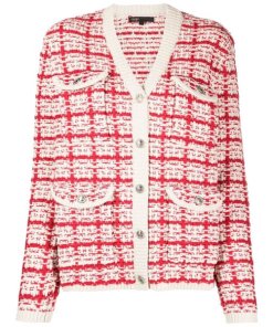 Maje Metalo Tweed V-Neck Knitted Jacket
