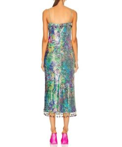 Alexis Aiya Botanical Sequin Midi Dress