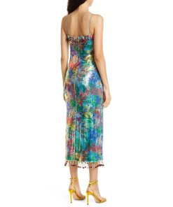 Alexis Aiya Botanical Sequin Midi Dress