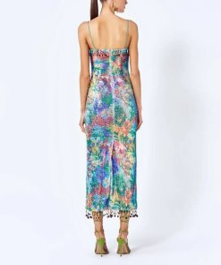 Alexis Aiya Botanical Sequin Midi Dress