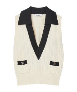 Sandro Suzy Cable Knit Wool-Blend Vest