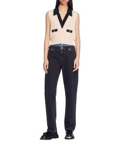 Sandro Suzy Cable Knit Wool-Blend Vest