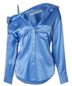 Alexanderwang.T Off-the-Shoulder Silk Charmeuse Shirt
