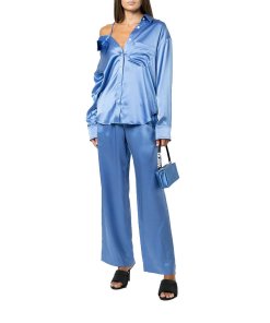 Alexanderwang.T Off-the-Shoulder Silk Charmeuse Shirt