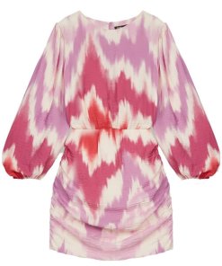 Maje Ritie Tie-Dye Long-Sleeve Blouson Mini Dress