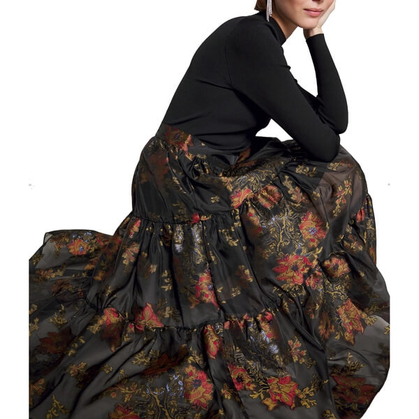 Ted Baker Audria Mixed Media Long-Sleeve Tiered Dress  evaChic