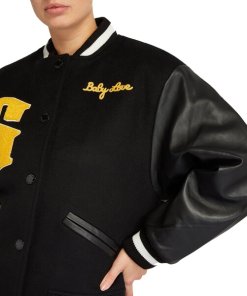Sandro Flocked-Logo Wool-Blend & Leather Bomber Jacket