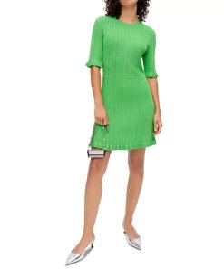 Maje Rochasse Ruffle-Trim Ribbed Knit Mini Dress