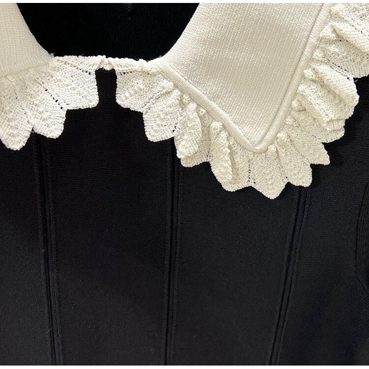 Sandro Caline Contrast Trim Knit Mini Dress evaChic Sandro Caline Contrast Trim Knit Mini Dress evaChic