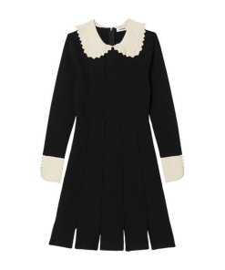 Sandro Caline Contrast Trim Knit Mini Dress