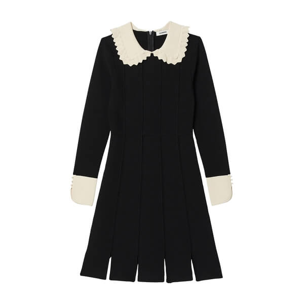 Sandro Caline Contrast Trim Knit Mini Dress  evaChic