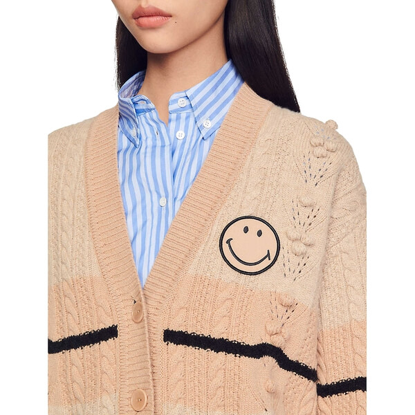 Sandro Simon Smiley-Face Oversize Wool Cardigan – evaChic
